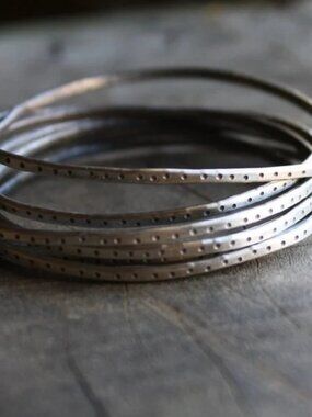 3 silver bangles, bracelets, stacking layering